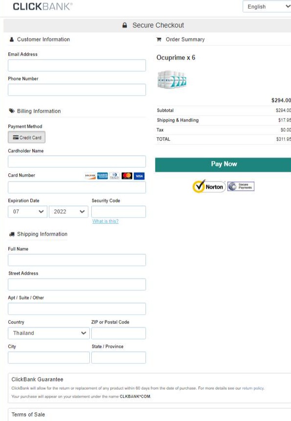 Ocuprime Secure checkout